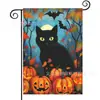 Bandeira Popular de Jardim para Halloween da Amazon Rosto de Fantasma de Abóbora Impresso Material de Linho Bandeira de Decoração para Jardim Externo