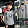 Camiseta de Manga Longa para Meninos Outono/Inverno 2026 Novo Estilo Camada Base Térmica de Fleece Listrada Infantil para Meninos Mais Velhos e do Meio Roupa de Cima Quente