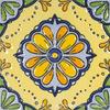 Azulejos Pequeños de Flores Amarillas 100X100 Azulejos de Flores Brillantes Esmaltados Mediterráneos Azulejos de Pared para Friso de Cocina Lavabo
