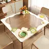 Jogo Americano de Mesa Transparente Floral, Toalha de Mesa Quadrada Impermeável e à Prova de Óleo Sem Lavagem, Jogo Americano de Mesa de Vidro Macio PVC Oito Imortais