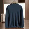 Suéter de Punto de Cachemira de Cuello Medio para Hombre, Negocio, Lujo Ligero, Color Sólido, Básico, Jersey de Manga Larga, Holgado, Adelgazante, Interior