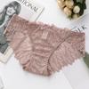 Roupa íntima feminina sexy para meninas, renda transparente, cintura baixa, folhas vazadas, calcinha de tentação quente, entrepernas de algodão puro