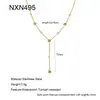 Colar Pingente Anel Cruzado Moda Ins Simples Banhado a Ouro 18K Cravejado com Diamantes em Formato de Y para Mulheres, Joias à Prova d'Água de Aço Inoxidável