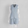Traje de Chaleco y Shorts de Algodón y Lino Transfronterizo 2025 Verano Nuevo Traje Casual para Mujer
