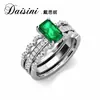Anillo de plata de ley S925 moda Daisini anillo vintage de esmeralda cultivada de Zambia anillo desmontable femenino