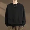 Sudadera de cuello redondo para hombre, nueva colección otoño 2026, suave y amigable con la piel, moderna, corte holgado, casual, versátil, top de manga larga, negro