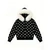 Outono/Inverno Novo Estilo Coreano Transfronteiriço Estilo Americano Bolinhas Personalidade Moda Y2K Zíper Com Capuz Gola Grande de Pelo Casaco Solto