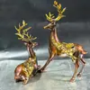 Adornos de Ciervo Dorados en Cobre Estilo Antiguo, un Par, Adecuados como Regalos de Inauguración de Casa, Ceremonia de Apertura o Bodas, para Decoración de Sala de Estar, Entrada o Oficina