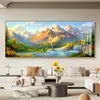 Pintura de paisagem sala de estar de costas para montanha 2025 pote de tesouro parede oeste quadro pintura moderna pendurada sofá fundo de parede montanha dourada novo