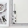 Cadena para Teléfono Móvil de Acrílico Blanca y Negra con Diseño de Corazón, Llavero para Funda de Teléfono Móvil, Colgante DIY, Correa para Teléfono Móvil para Mujeres