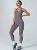 ZORA Bodysuit de Yoga Popular Europeo Halter Espalda Descubierta Melocotón Trasero Pantalón Largo Ropa Deportiva de Fitness Monos