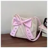 Moño Estilo Coreano Moda Tejida Gran Capacidad Verano Tendencia Paja Remache Personalizado Hombro y Bolso de Mano Bolsa de Playa