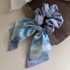 Cielo Estrellado Azul Tranquilo ~ Lazo de Satén para el Cabello de Pintura al Óleo de Alta Gama Cuerda para el Cabello Diadema Elegante Accesorios para el Cabello para Mujeres Verano