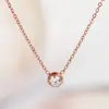 Collar sencillo de acero y titanio con un solo diamante para mujer, estilo TikTok, joyería explosiva, colgante, accesorios, collar de cadena para clavícula.