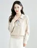 Bufanda de terciopelo Andy de dos piezas, nueva y versátil para otoño e invierno, cuello de bufanda, top de punto de manga larga elegante para adelgazar, para mujer