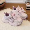 Zapatos Deportivos para Niñas 2026 Primavera Nuevos Malla Moño Perla Suela Suave Transpirables Antideslizantes Versátiles Zapatos para Niños Papá