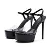 1488-5 Sandalias de Tacón Alto Transparentes con Punta Abierta 2025 Verano Nuevo para Mujer Plataforma Impermeable Calzado de Tacón Fino para Pies que No se Cansan