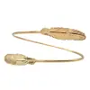 Pulsera de Brazo de Metal de Dos Piezas con Plumas Transfronteriza al por Mayor Europea y Americana, Accesorio de Anillo de Brazo Ajustable, Joyería de Mano Exagerada Personalizada