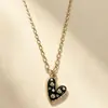 Colar com pingente de coração floral em esmalte estilo francês, corrente delicada para clavícula com florzinha em gota de óleo para mulheres, acessório dopamina