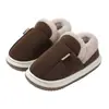 Pantuflas de Algodón con Talón Completo de Felpa Suela Gruesa Antideslizantes Resistentes al Desgaste Suela Suave Cálidas para el Hogar Otoño Invierno Hombres y Mujeres de Mediana Edad y Mayores Pantuflas de Algodón