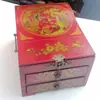 2026 Nuevo Modelo Caja de Tocador Artesanal Estilo Ming y Qing, Caja Pequeña de Madera con Espejo Estilo Antiguo, Regalo de Boda, Caja de Escritorio con Dos Compartimentos para Maquillaje