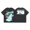 Camiseta Pei Ye Unisex de Manga Corta, Estilo Americano, Hell High Street Retro Lavada con Retrato, Corte Holgado, Transfronteriza 26Ss