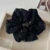 Scrunchie de Malla Grande de Doble Capa con Perlas de Alta Gama para Mujer, Accesorio de Pelo de Lujo con un Aspecto Esponjoso y Elegante para Coletas Bajas