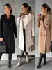 Estação independente desejo Amazon outono e inverno simples manga longa trespassado lã casaco roupas femininas