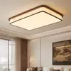 Lámpara de Techo para Sala de Estar Estética Dinastía Song Estilo Mid-Century Retro Color Nogal Estilo Nanyang Tela Rectangular Luz Principal de Hall