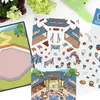 Adesivos de Cena de Paisagismo em Larga Escala Estilo Miao Desenho Animado Mundo em Miniatura 3D Adesivos para Manual de Cena DIY Descompressão Xiaohongshu