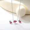 Joias Doces Fofas Europeias e Americanas Pingente de Elefante Rosa Amor Colar de Aço Inoxidável Brincos Conjunto de Joias de Comércio Exterior para Mulheres
