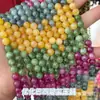 Piedra Natural Cuentas Redondas Gama Alta Turmalina Calcedonia Ágata Cuentas Sueltas Cuentas para Hilo Pulsera Joyería DIY Accesorios Hilo de Mano Cuentas