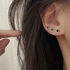 Brincos Geométricos Pretos com Agulha de Prata S925 e Gota de Óleo adequados para Mulheres Amor Simples Estilo Frio Ins Brincos Avançados para Homens