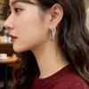 Pendientes de Aro Doble con Circonita Micro-Pavimentada Otoño e Invierno Nicho Retro Lujo Accesible Pendientes de Gama Alta Simples Elegantes Versátiles Joyería para Orejas