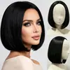La peluca de moda para mujer más vendida de TEMU, cabello liso corto con raya media, estilo BOBO, peluca completa artificial para disfraz
