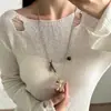 Tendencia de Moda Coreana y Japonesa Collar con Colgante de Oso de Piedra Natural y Circonita para Mujer 2025 Nuevo Otoño e Invierno Cadena Versátil para Suéter