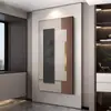 Pintura decorativa geométrica abstracta para recibidor, estilo Wabi-Sabi, colgada directamente frente a la puerta, creando una atmósfera sofisticada para la sala de estar, el pasillo o el corredor