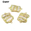 WT-PC011 pingente conector de borda banhado a ouro 18K com pérola natural irregular acessórios para colar feminino
