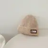 Gorro infantil, gorro de punto estilo coreano para otoño e invierno con aplicación, gorro cálido para niñas, adecuado para cabezas más grandes, gorro de invierno para niñas