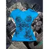Ropa Retro Vintage Americana 2025 Nueva Camiseta de Manga Corta Y2K Estampado de Cruz Moda Chica Caliente Top