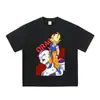 Rua Solta Transfronteiriça Anime Roupas Masculinas Camiseta com Estampa de Mangá Japonês Oversize Algodão Puro Manga Curta Homens e Mulheres