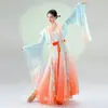 Adecuado para el Vestido de Gasa Estilo Antiguo de Danza Clásica de la Hija de Xia Hui, Práctica de Movimiento Corporal Elegante y de Hada, Actuación