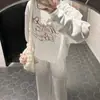 Forrado com fleece Espessado Emagrecedor Alunos do Ensino Fundamental Blusa com Capuz Estampada Fresca Gola Redonda Suor Feminino Grafite Manga Longa Fina Fresco