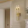 Luminária de Parede para Sala de Estar Pós-Moderna Luxo Leve Estilo Americano Criativa para Hotel Villa Escadas Sala de Jantar Luminária de Cabeceira Lâmpada de Parede com Duas Cabeças