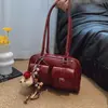 Bolsa de Boliche Retrô para Mulheres 2026 Outono/Inverno Nova Bolsa de Mão em Couro Patente Couro Bolsa de Ombro Único Transversal Bolsa de Moda Tendência para o Dia a Dia