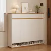 Zapatero para puerta de entrada para uso doméstico, nuevo modelo 2026, mueble de almacenamiento de madera maciza de alta gama, mueble de entrada integrado montado en la pared