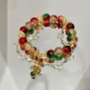 """Navidad"" Pulsera de Campana con Cuentas Lazo de Navidad Estilo Palacio Nicho Diseño Simple Pulsera Única"""