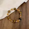 Pulsera Redonda de Ojo de Tigre Retro con Cuentas Nicho Alta Gama Moda Sencilla Pulsera Personalidad Versátil Pulsera de Lujo Ligero