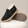 Nuevos Zapatos de Tela Estilo Invierno Old Beijing para Hombre, Zapatos de Algodón Cálidos de Invierno, sin Cordones, Forrados de Felpa, Engrosados, Antideslizantes para Hombres de Edad Media y Mayores