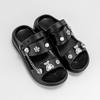 Nuevas sandalias EVA Explosions plateadas con diseño de oso para padres e hijos, zapatillas planas antideslizantes y suaves de moda para niños y niñas.